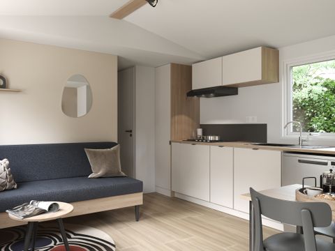 MOBILHOME 4 personnes - COTTAGE Premium 2 ch 2 salles de bain  35 m2 +TV + Lave-vaisselle + clim + plancha + terrasse XL