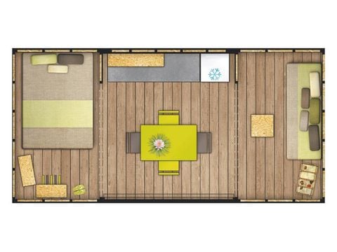 TENTE TOILE ET BOIS 4 personnes - Lodge Maori Confort 17m² (2 chambres) - sans sanitaires + terrasse couverte 2/4 pers