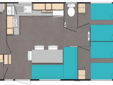 MOBILHOME 6 personnes -  Mobil home Premium 31m² (3 chambres) + terrasse couverte + Lave vaisselle + TV + Climatisation 6 pers