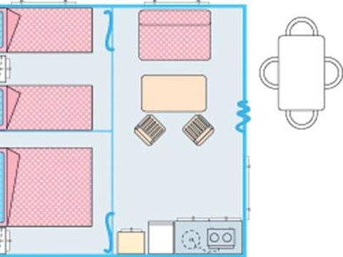 MOBILHOME 6 personnes - Bungalow Funflower Standard 25m² (2 chambres) - sans sanitaires privés 4/5 pers
