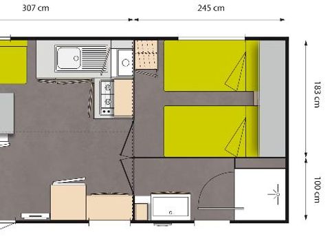 MOBILHOME 4 personnes - Mobil home Confort 23/27m² - 2 chambres - terrasse couverte + TV 4 pers