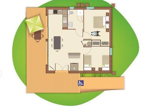 CHALET 6 personnes - 2 chambres - Adapté pour personne à mobilité réduite (PMR)