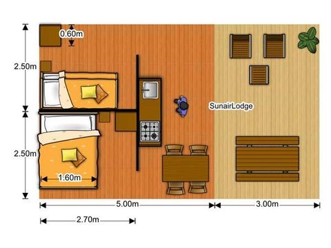 TENTE TOILE ET BOIS 4 personnes - LODGE LUXE BORD DE RIVIERE