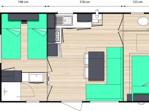 MOBILHOME 4 personnes - Le Chêne (2 chambres) + grande terrasse + TV free WIFI*