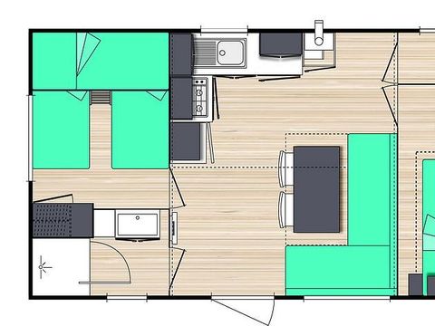 MOBILHOME 4 personnes - Le Chêne (2 chambres) Arrivée Dimanche - BORD RIVIERE - Grande terrasse - TV - Free Wifi*
