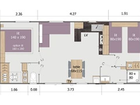 MOBILHOME 4 personnes - MOBIL HOME PREMIUM SAMEDI 2 CHAMBRES