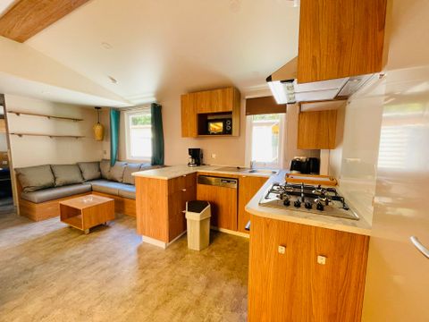 MOBILHOME 8 personnes - Premium 30-40m² - 3 chambres + TV + Terrasse couverte & draps jetables fournis*