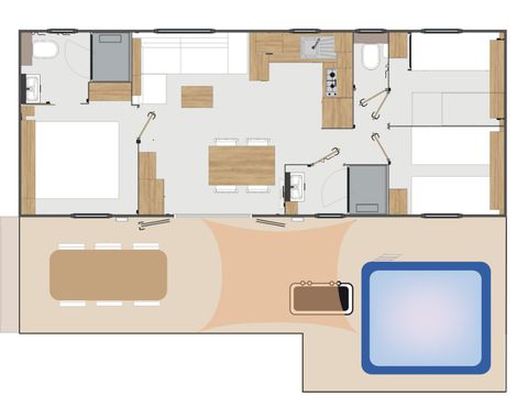 MOBILHOME 6 personnes - Mobile home LUXE AZUR 6 personnes