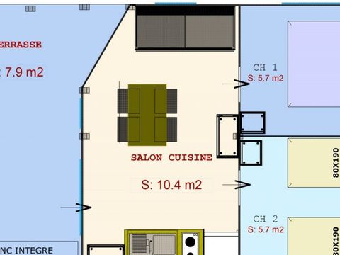 BUNGALOW TOILÉ 5 personnes - FREEFLOWER - sans sanitaires 30 m²