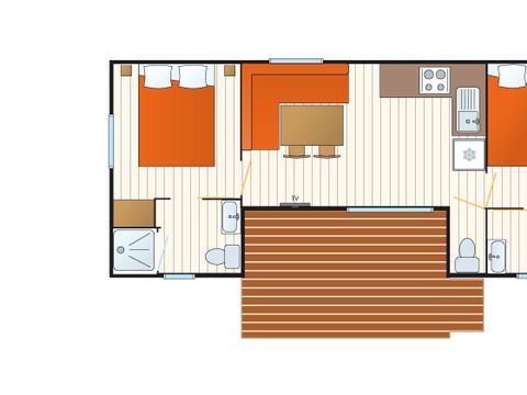 Mobilhome 4 personnes - Mobilhome Caraïbes - 30m² - 2 chambres - 2 salles de bain