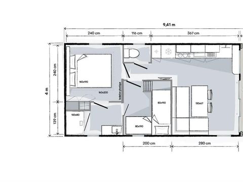 MOBILHOME 4 personnes - FAMILY PREMIUM, 28 m²  avec clim
