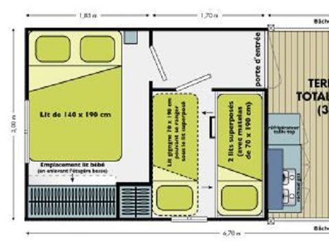 MOBILHOME 4 personnes - Mobil-home Eco 2 Chambres 4 Pers. sans sanitaire MOBILHOME 4 personnes - Mobil-home Eco 2 Chambres 4 Pers. sans sanitaire