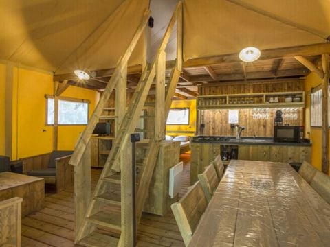 TENTE TOILE ET BOIS 6 personnes - Lodge PREMIUM BAHAMAS 6 personnes MEZZANINE