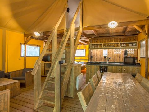 TENTE TOILE ET BOIS 6 personnes - SAFARI BAHAMAS 6 MEZZANINE