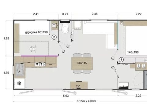 MOBILHOME 4 personnes - Mobile home TORTUGA**** 4 personnes