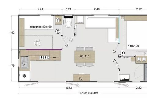 MOBILHOME 4 personnes - MARQUISES**** 4 personnes
