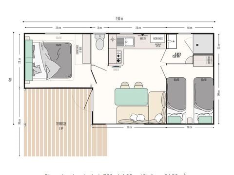 MOBILHOME 5 personnes - LOGGIA 5 pers. 27.5m2,terrasse couverte, climatisation