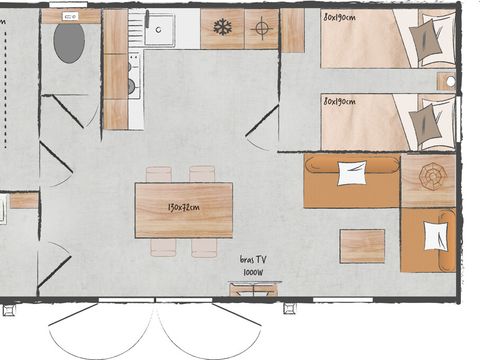 Mobilhome 4 personnes - Contemporain - 2 chambres