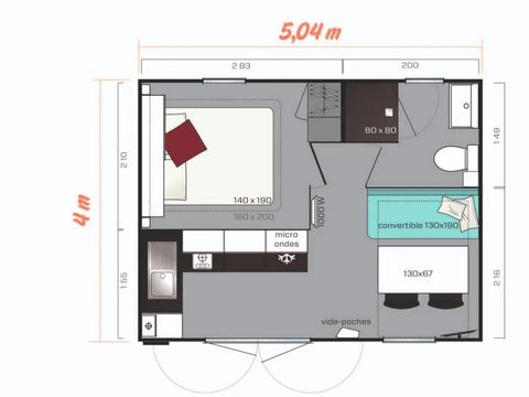 Mobilhome 2 personnes - Tiny - 1 chambre