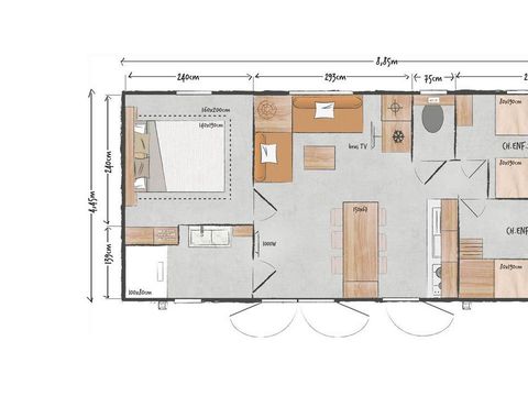 Mobilhome 6 personnes - Contemporain - 3 chambres