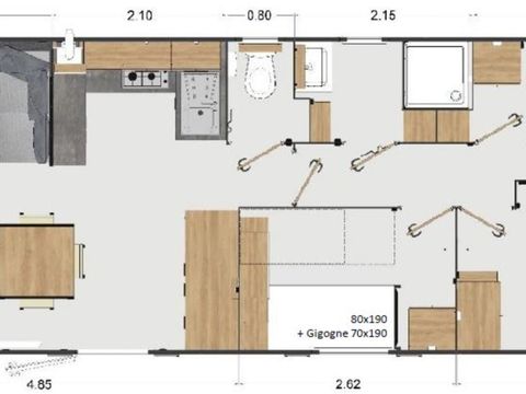MOBILHOME 8 personnes - Mobil home Excellence 3 chambres (8 pers) terrasse