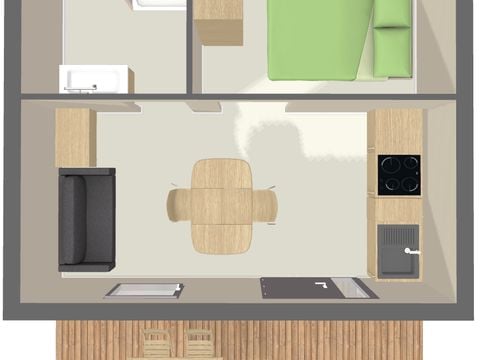 CHALET 2 personnes - CONFORT 24 m² (1 chambre) dont terrasse couverte 8m²