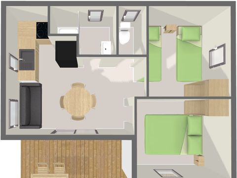 CHALET 4 personnes - PREMIUM 39m² (2 chambres) dont terrasse couverte + TV