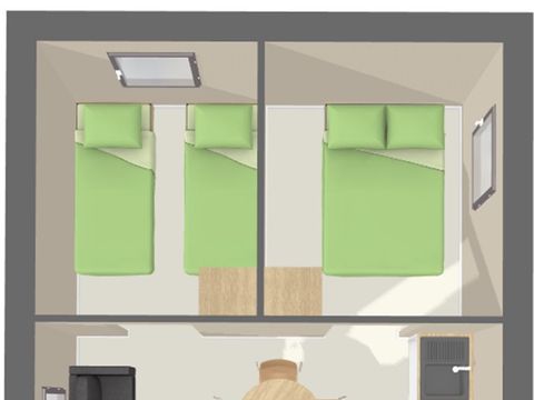 Tente en toile et en bois 4 personnes - Ecolodge Toile & Bois 30m² - 2 chambres - Dont terrasse couverte 8m² - Sans sanitaires