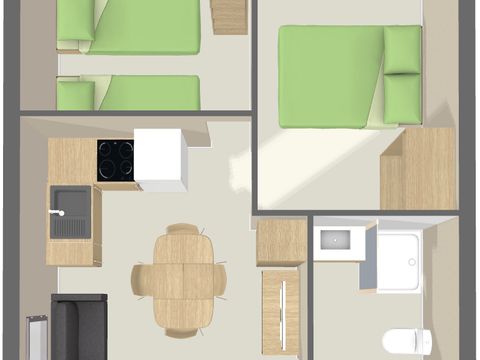 CHALET 4 personnes - CONFORT 50m² PMR  (2 chambres) dont terrasse couverte + TV