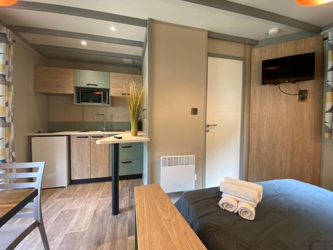 CHALET 2 personnes - PREMIUM 24m² (1 chambre dans la pièce de vie) dont terrasse couverte  + TV