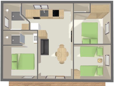 Chalet 7 personnes - PREMIUM 50m² - 3 chambres - Terrasse - TV - Lave-vaisselle - Plancha - Climatisation