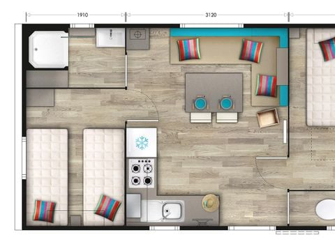 MOBILHOME 6 personnes - CONFORT 31M² + TV