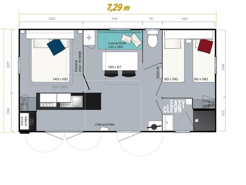 Mobilhome 4 personnes - Mobil-home Confort 26m² 2 chambres + TV 4 pers + CLIM
