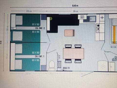 MOBILHOME 6 personnes - CONFORT 34M² + TV