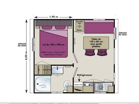 MOBILHOME 2 personnes - Essentiel - 17.5m² - 1Ch