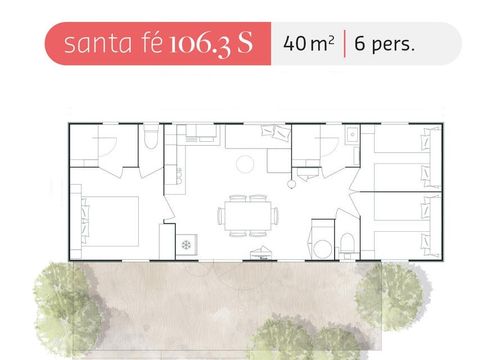 MOBILHOME 6 personnes - Privilège - 40m² - 3Ch- 2 SDB