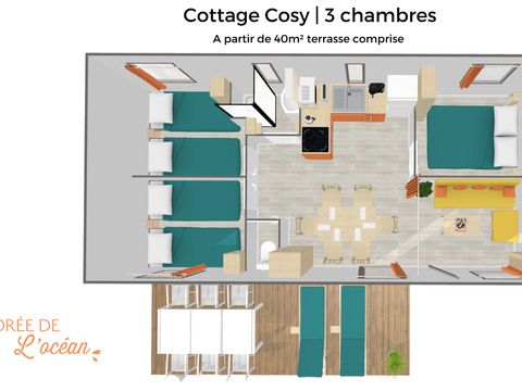 Mobilhome 6 personnes - Cottage Cosy 3 chambres