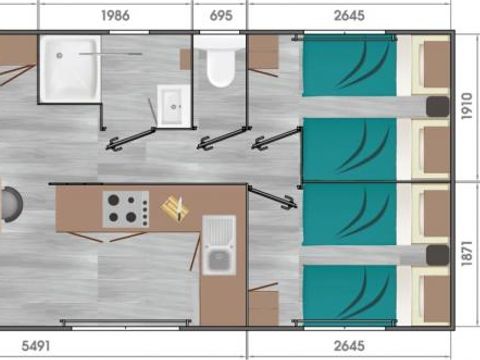 Mobilhome 8 personnes - Baltique - 2 salles de bain - 3 chambres