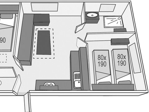 MOBILHOME 4 personnes - B - Mobile-home 2 ch. Confort - SAMEDI 4 pers.
