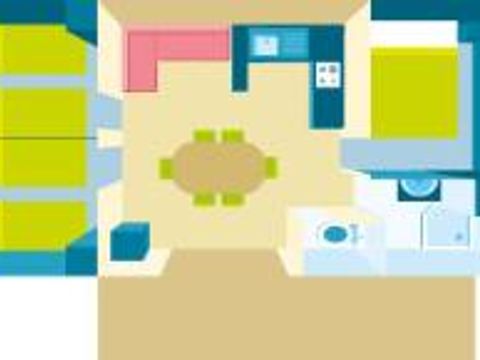 MOBILHOME 6 personnes - CONFORT 3 chambres avec terrasse (lave-vaisselle) 35m²