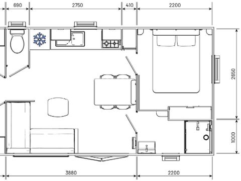 MOBILHOME 4 personnes - Premium 35m² - 3 chambres + spa privatif