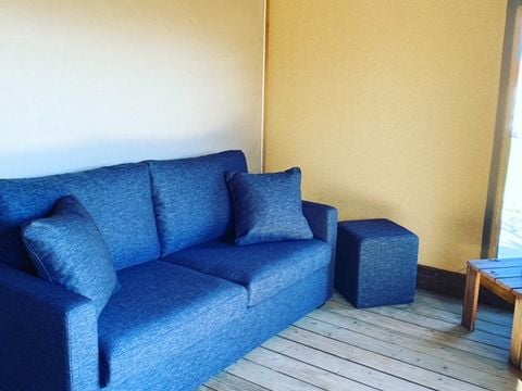 Tente en toile et en bois 5 personnes - Lodge Cotton Premium - 2 chambres + Spa privatif