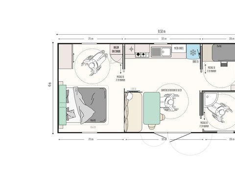 MOBILHOME 4 personnes - Confort 31m² - 2 chambres + terrasse semi-couverte PMR