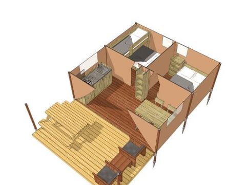 TENTE TOILE ET BOIS 4 personnes - Tente Lodge 2ch. 20m2 (2025)