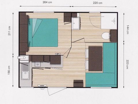 MOBILHOME 2 personnes - Cottage Confort 1 chambre