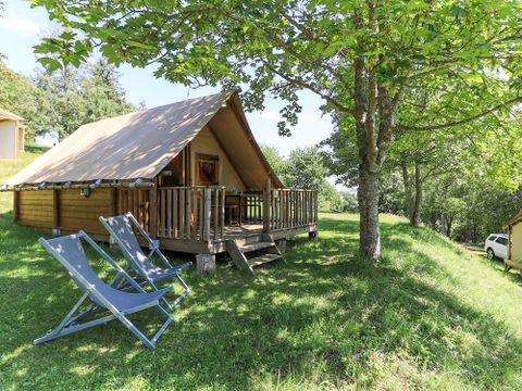 Tente en toile et en bois 4 personnes - Tente écolodge Standard 20m² - 2 chambres - terrasse couverte