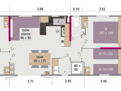 MOBILHOME 8 personnes - PRIVILEGE PLUS 37 m²