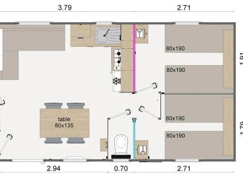 MOBILHOME 6 personnes - PRIVILEGE 32 m²