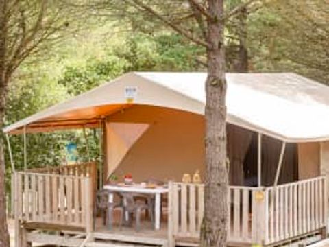 Tente en toile et en bois 6 personnes - Tente 5p 2ch **