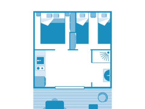 Tente en toile et en bois 4 personnes - Lodge 4p 2ch ***